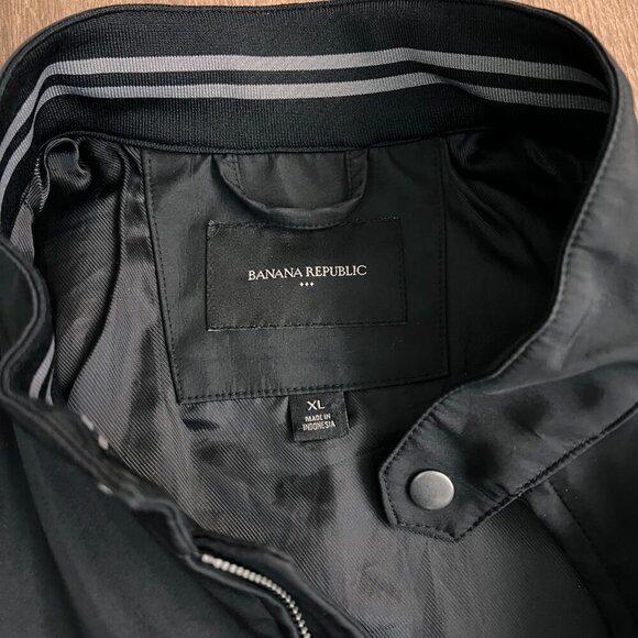 Banana Republic Black Moto Nylon Zip Jacket Sz XL - Picture 4 of 11